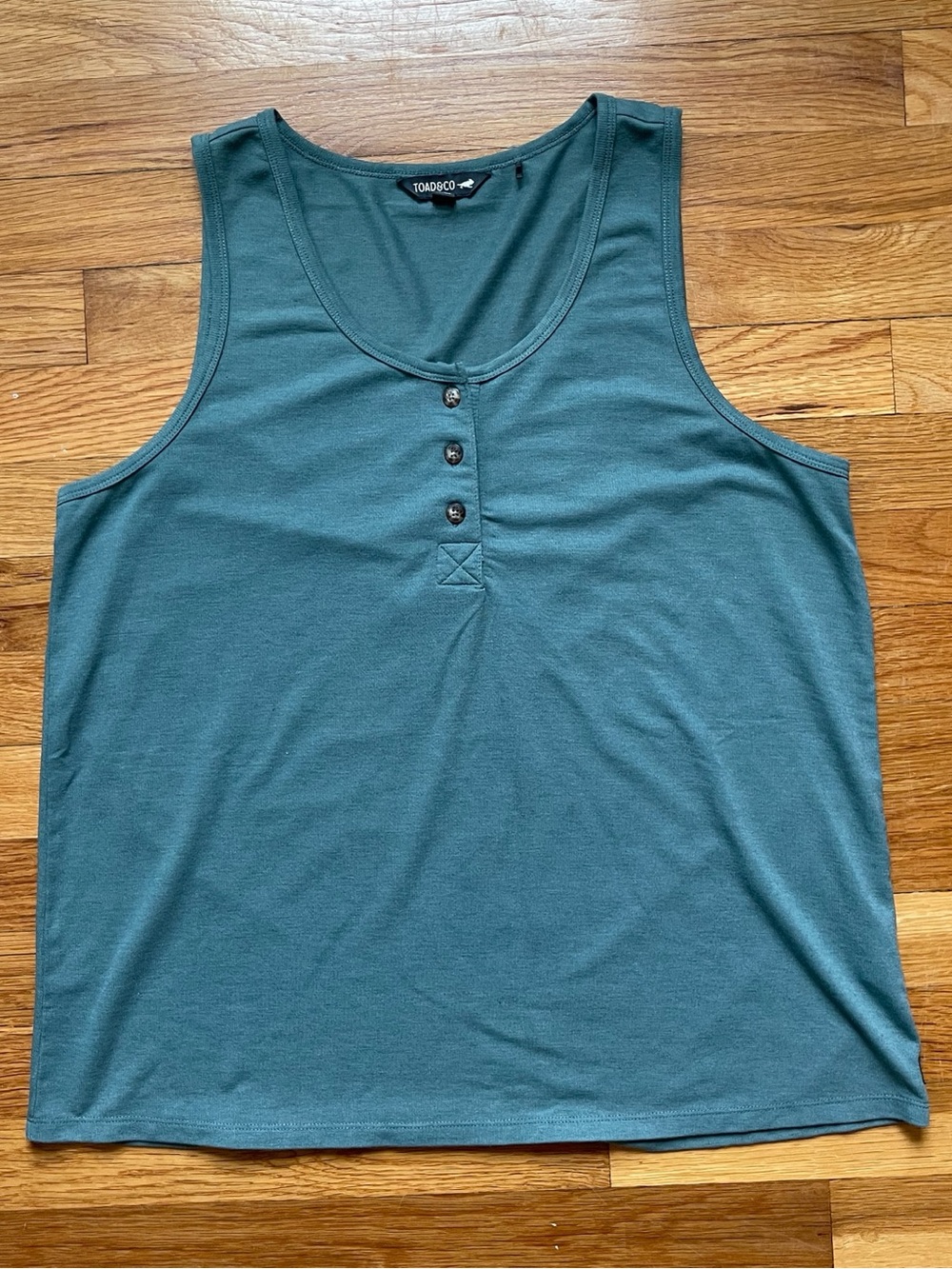 Toad & Co. teal Henley tank top size large